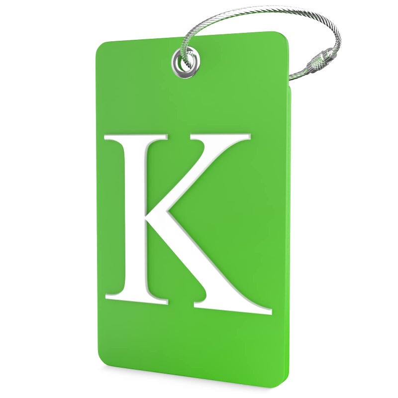 Shacke Luggage Tag Initial â€“ Fully Bendable Tag w/Stainless Steel Loop (Letter K) - Image 1